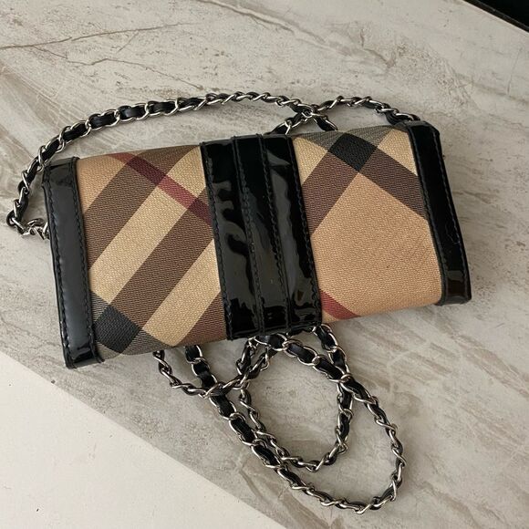 BURBERRY Nova Check Pvc/Patent Leather Wallet to Crossbody Bag 💼 - Picture 10 of 17